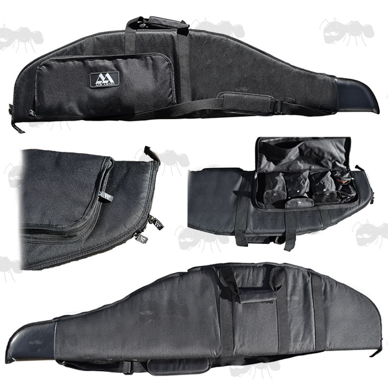 Air Arms Official Black Canvas Rifle Case with Black Webbing and Subdued Logo