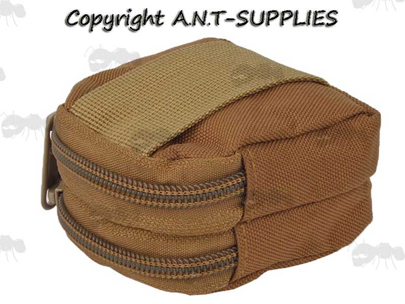 Top View Of The Tan Canvas Belt Fitting Small Utility Pouch
