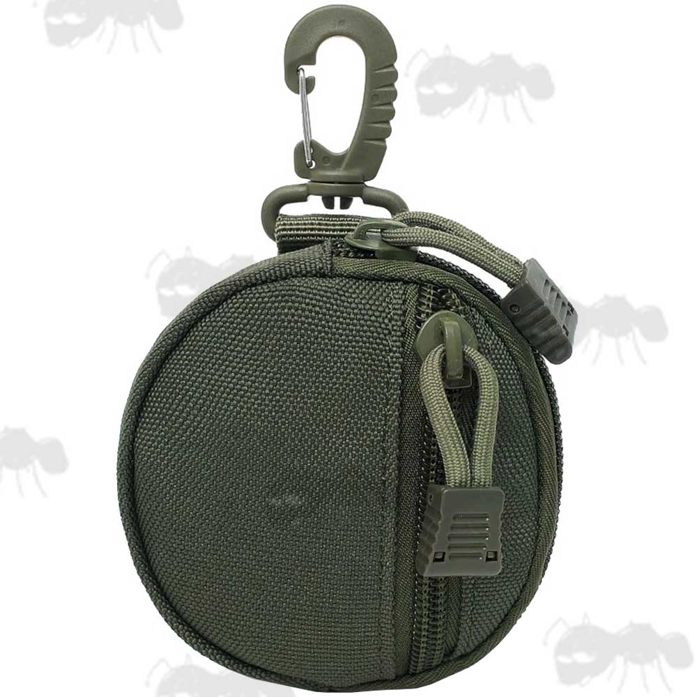 Green Canvas MOLLE Fitting Small Utility Pouch With Hanger Clip