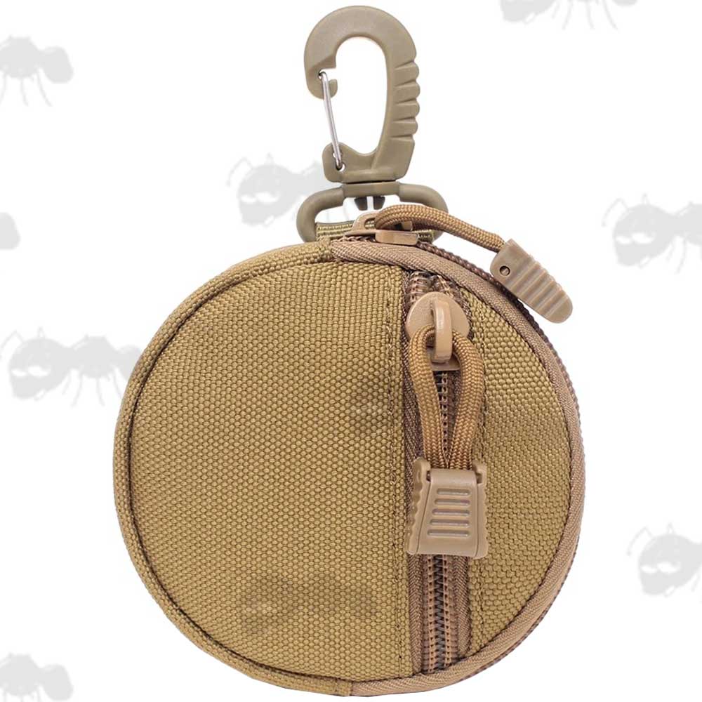 Tan Canvas MOLLE Fitting Small Utility Pouch With Hanger Clip