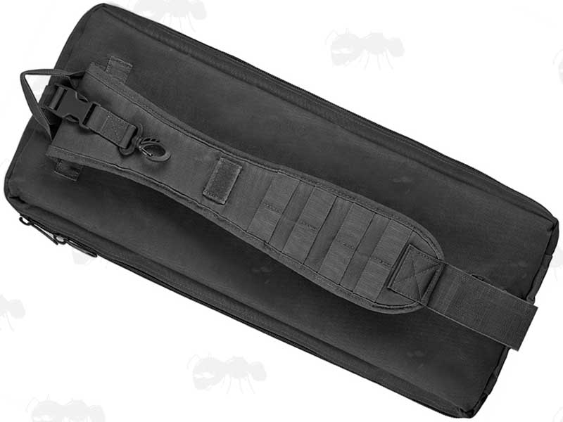 Back Strap View on The Black Canvas Small Machine Gun Backpack Carry Case