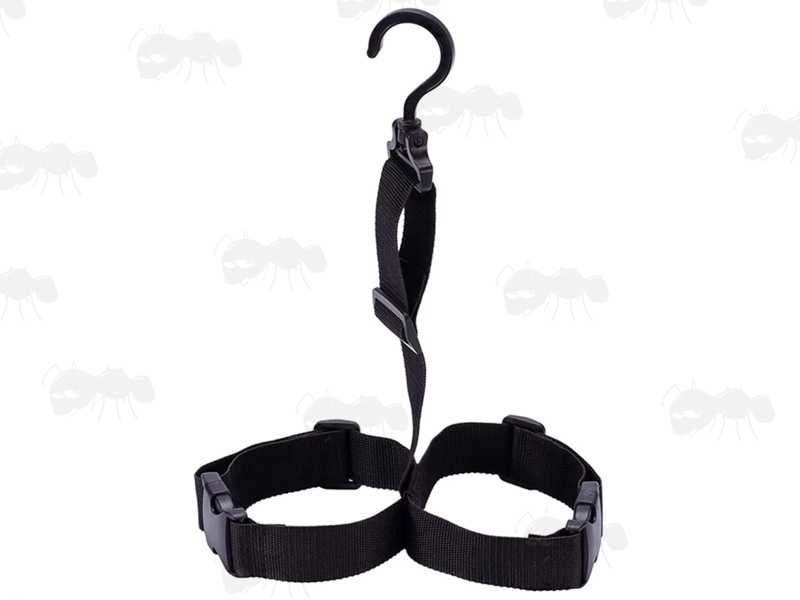 Black Nylon Webbing Straps for Boot Hanging Storage with Swivelling Hook and QD Buckles
