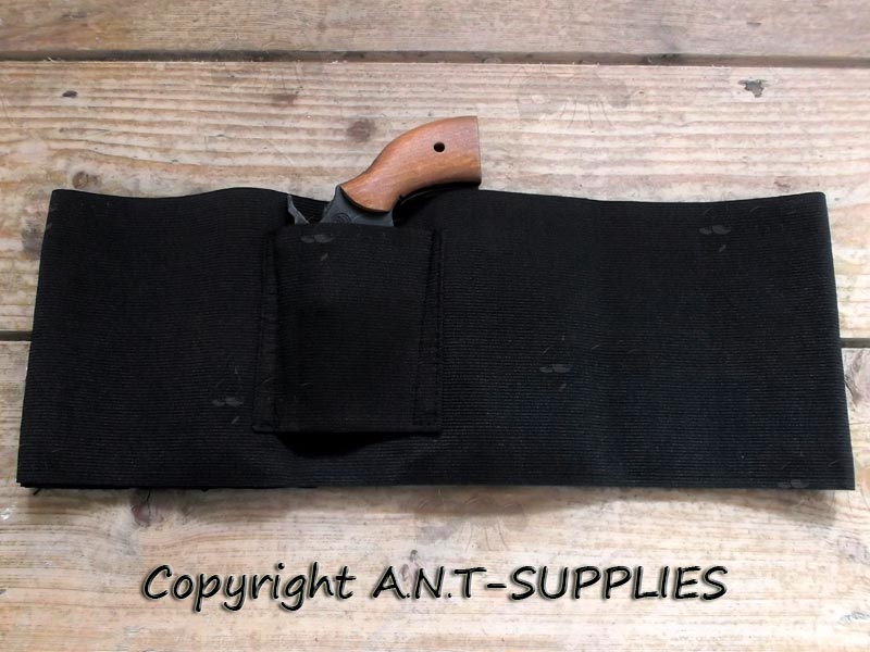 Black Elastic Belly Fitting Band for Pistol and Two Mags