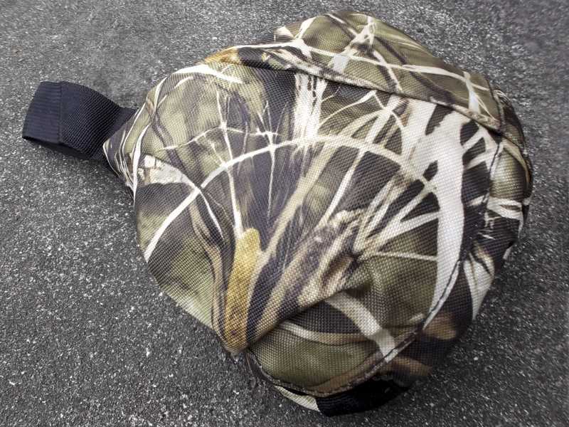 Rolled-Up View of The Reed Camouflage Elastic Rifle Cover Slip Bag with Elasticated Rim for Gun with Silencer, Scope and Bipod Fitted