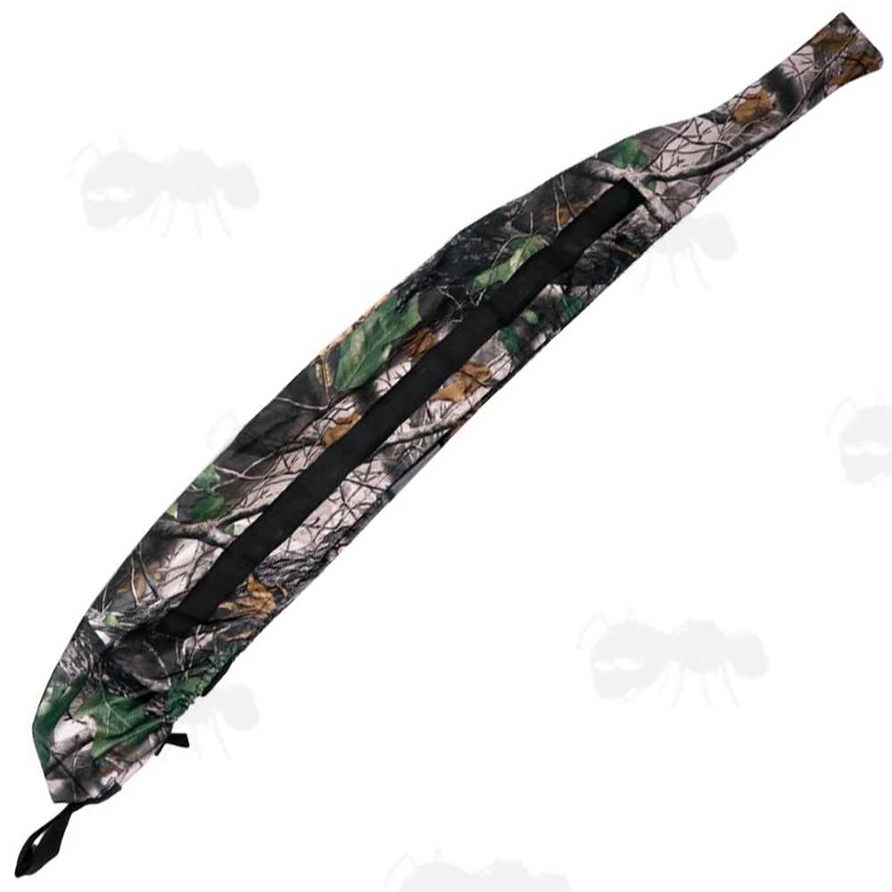 Tree Camouflage Coloured Elastic Rifle Cover Slip Bag with Elasticated Rim for Gun with Silencer, Scope and Bipod Fitted