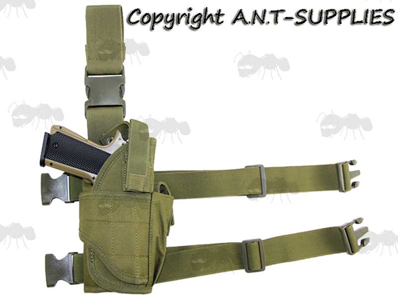 Fully Adjustable Drop-Leg Pistol Holster in Green