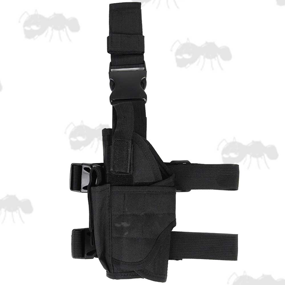 Fully Adjustable Left-Handed Drop-Leg Pistol Holster in Black