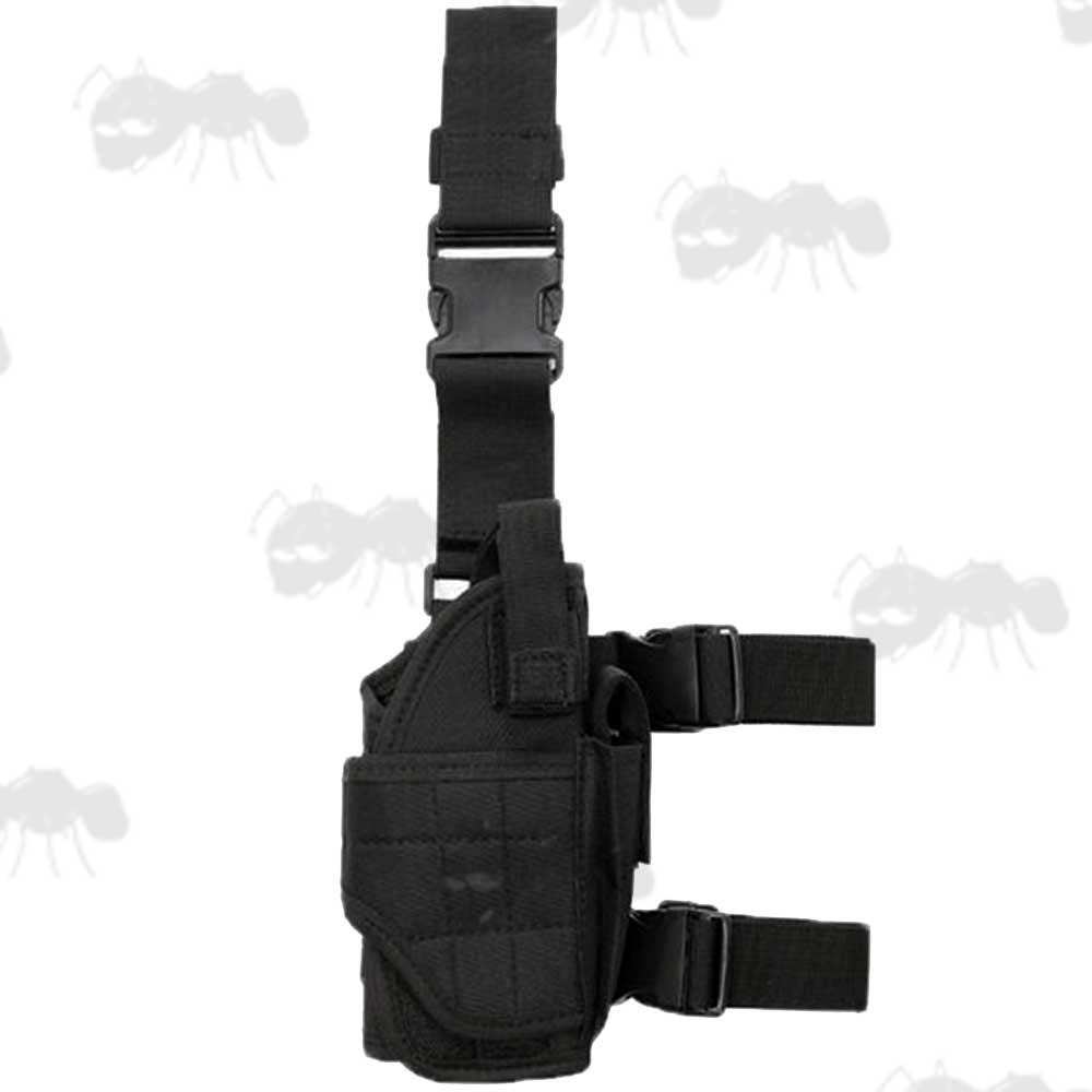 Fully Adjustable Right-Handed Drop-Leg Pistol Holster in Black