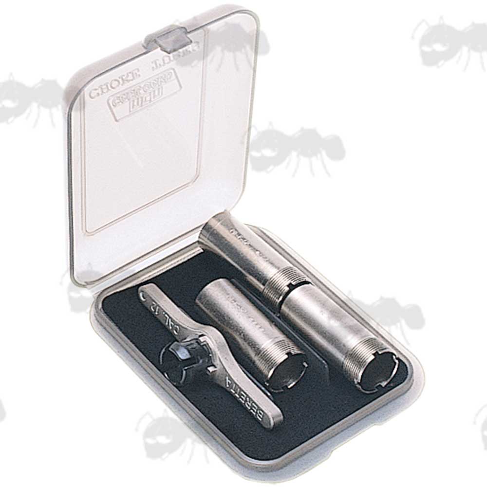 Open View of The MTM CASE-GARD Model CT3 Choke Tube Clear Smokey Case With Chokes