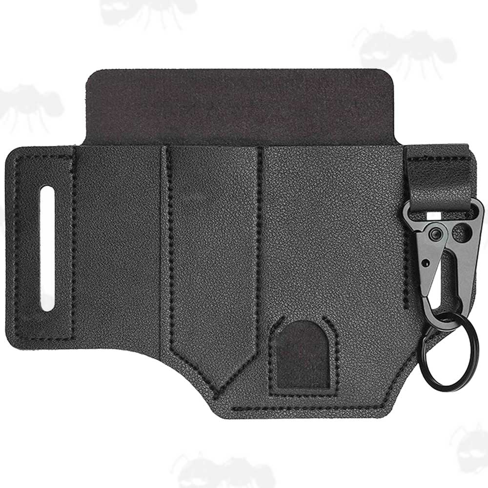 Black Imitation PU Leather Belt Loop Fitting Multi-Tool Holster Organiser Pouches with HK Clip Key Holder
