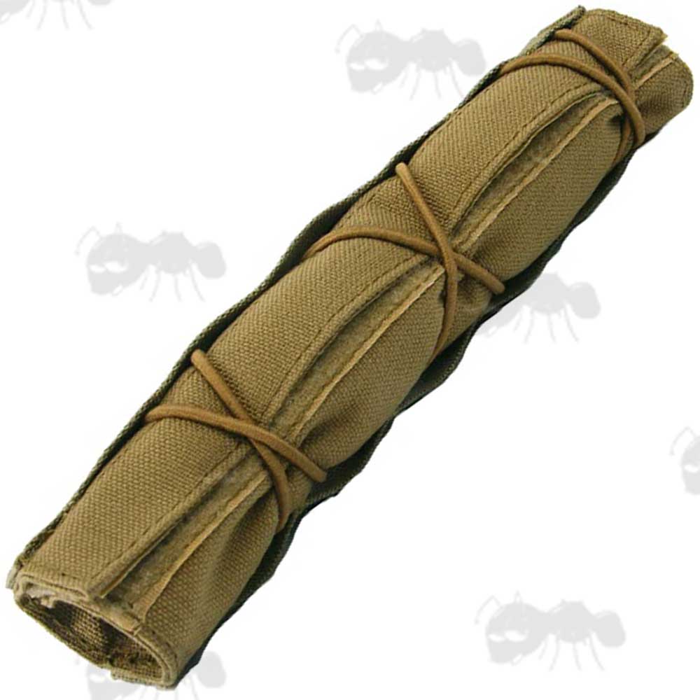 Tan Rifle Silencer Canvas Cover With Elastic Bands
