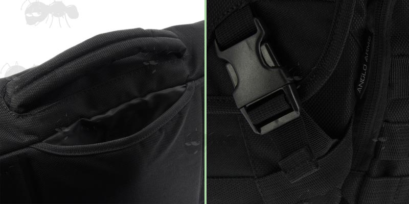 Close-Up View of the 1200D Black Polyester Ballistic Shooters Messanger Bag With 16 Litre Capacity