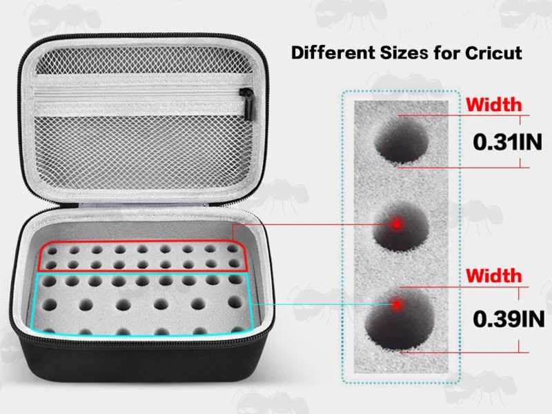 Open View of The Foam Padding Black Soft Canvas Storage Case for Cricut Maker Blades