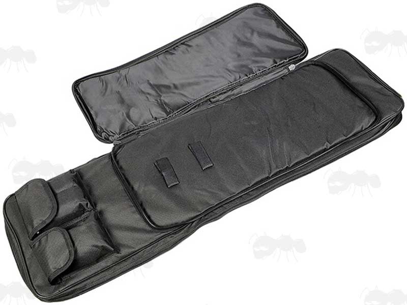 Inside View of The 100cm Long Black Canvas Rifle Backpack Case