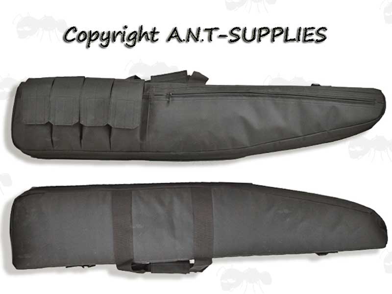 Front and Back View of The 118cm Long Black Canvas Tac-Rifle Case