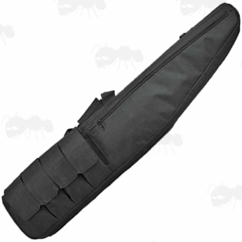 118cm Long Black Canvas Tac-Rifle Case with External Mag Pouches, Carry Handles and Shoulder Sling Carry Strap