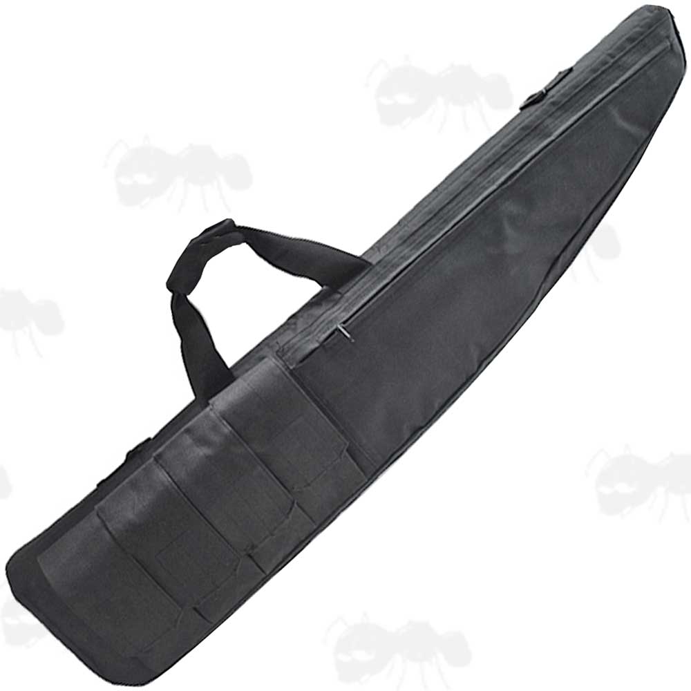 98cm Long Black Canvas Tac-Rifle Case with External Mag Pouches, Carry Handles and Shoulder Sling Carry Strap