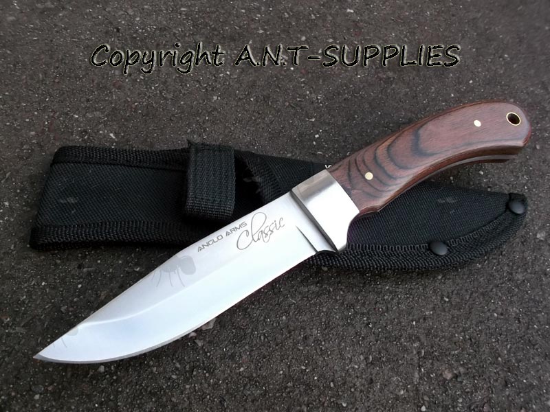Anglo Arms Classic Hunting Knife - Fixed Blade with Wooden Handle