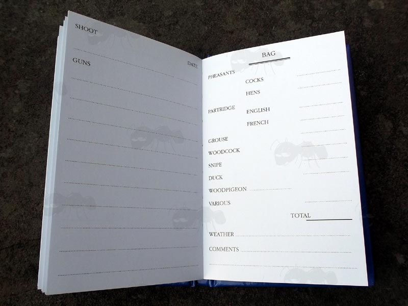 Inside Page View Of The Hard Back Shooting Record Keeping Book by Bryn Parry