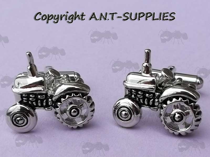 Pair of Silver Coloured Metal Tractor Cufflinks