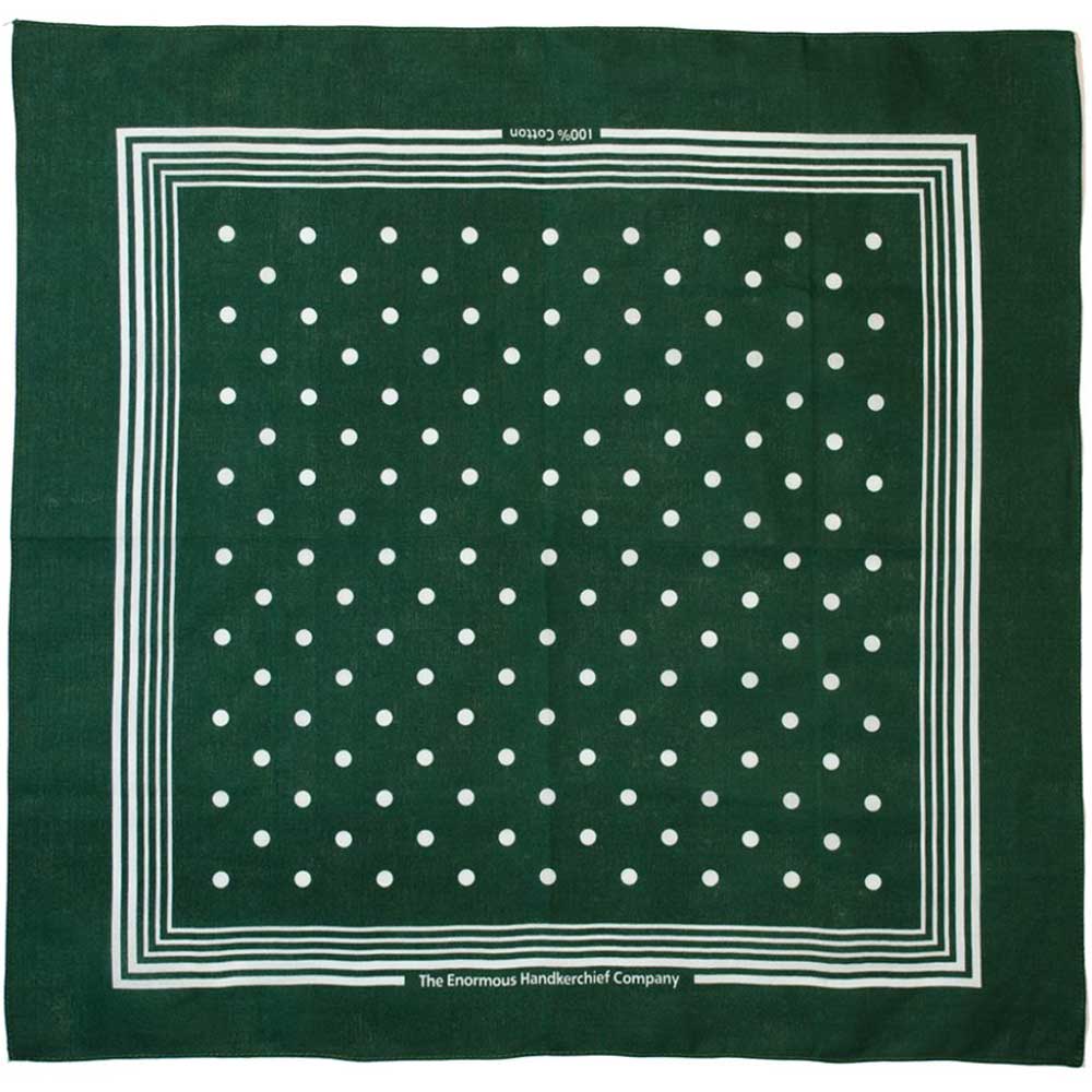 White Spotted Enormous Green Cotton Handkerchief
