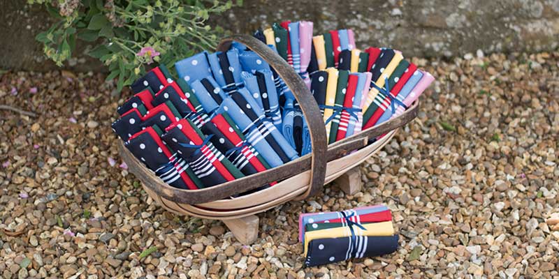 Basket Of Assorted Coloured Spotted Enormous Handkerchiefs