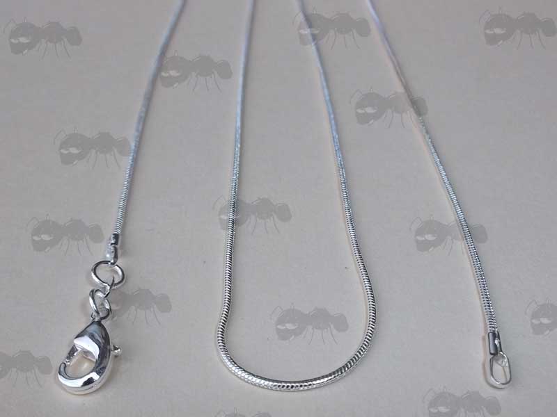 Lobster Clasp View of The Snake Chain Silver Necklace
