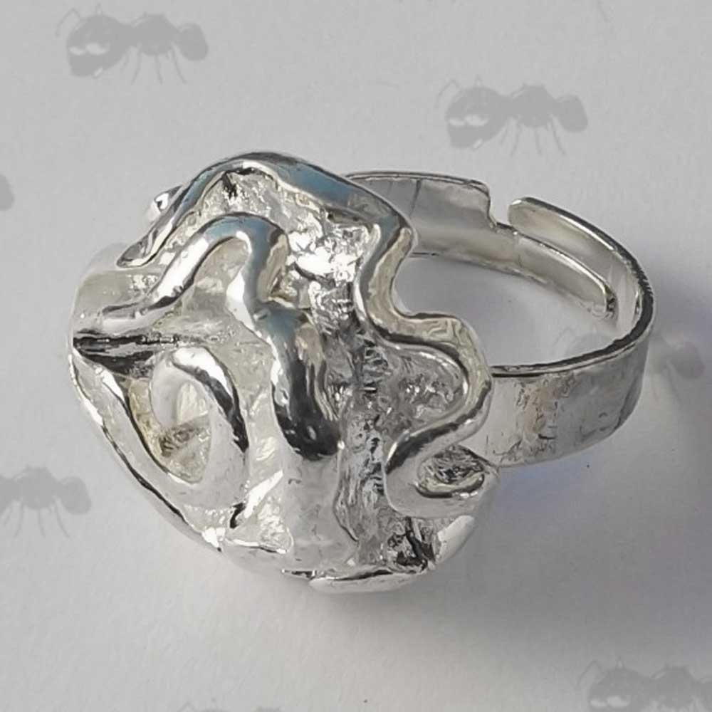 Silver Rose Flower Finger Ring With Split Ring