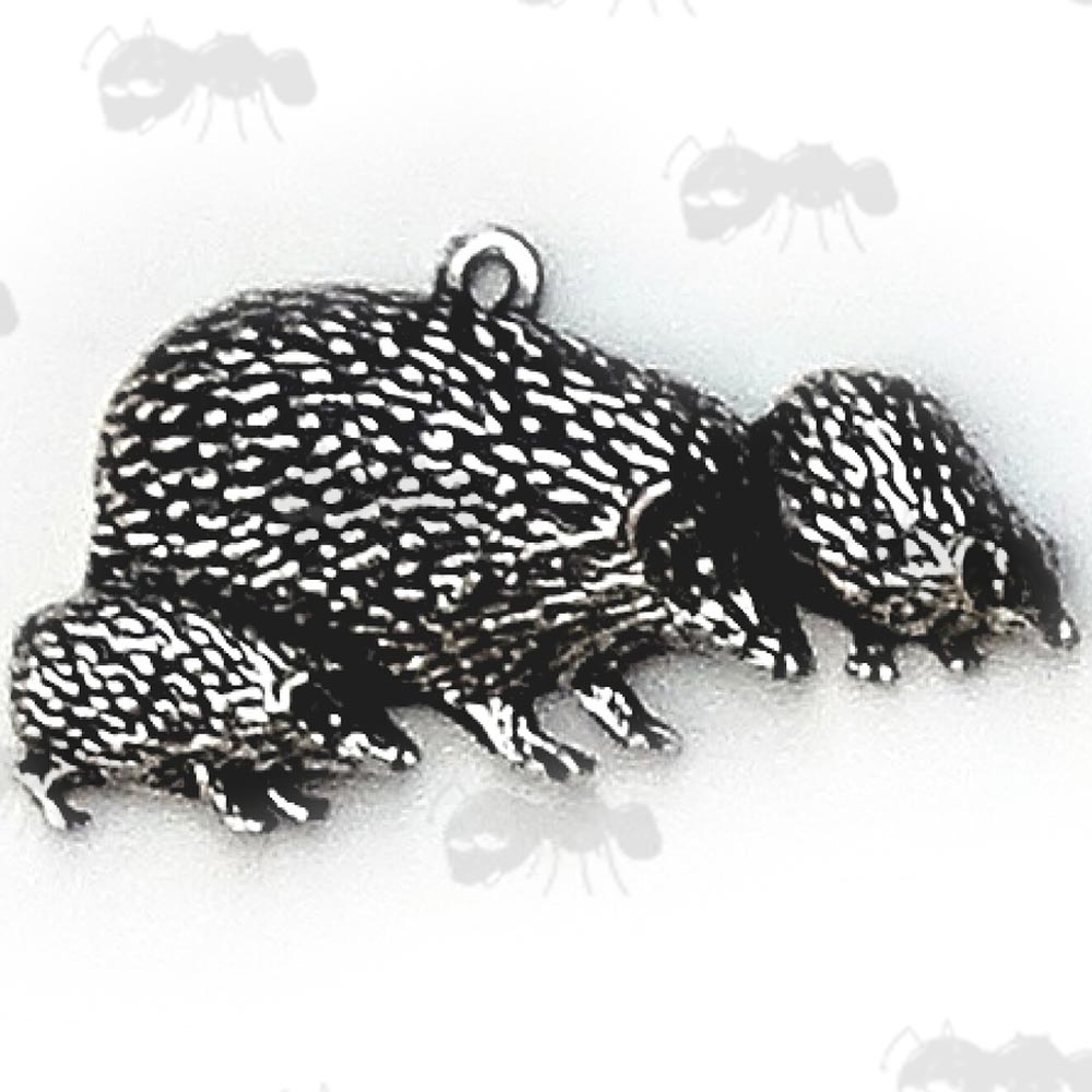 Hedgehog Family Pewter Pendant