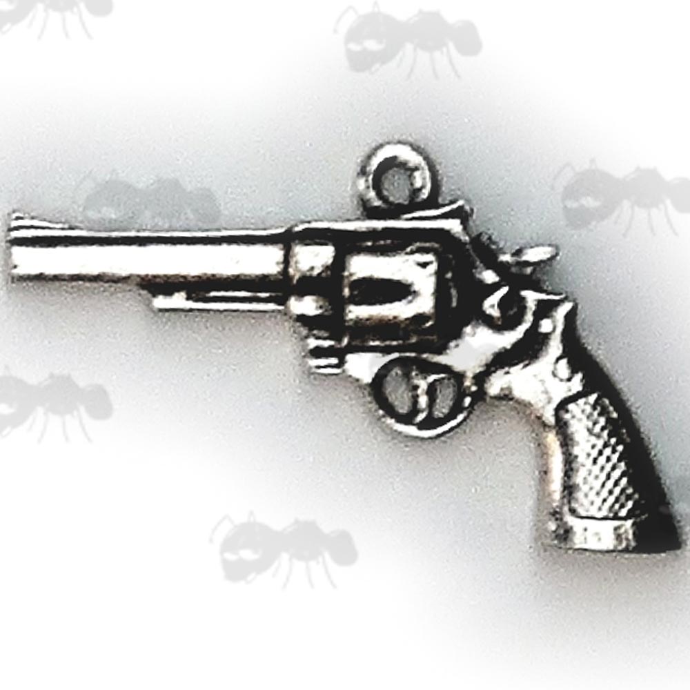 Modern Revolver Pewter Pendant