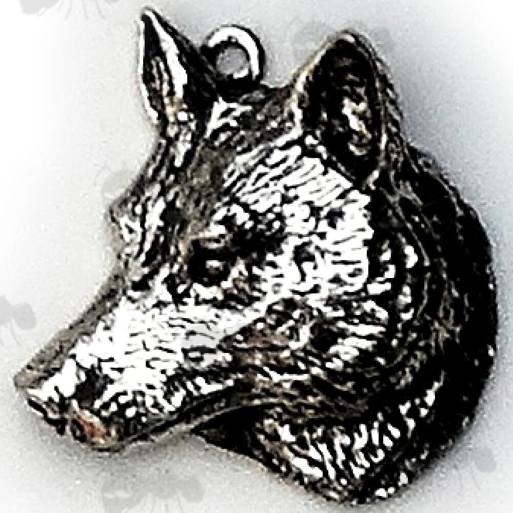 Wolf Head Pewter Pendant