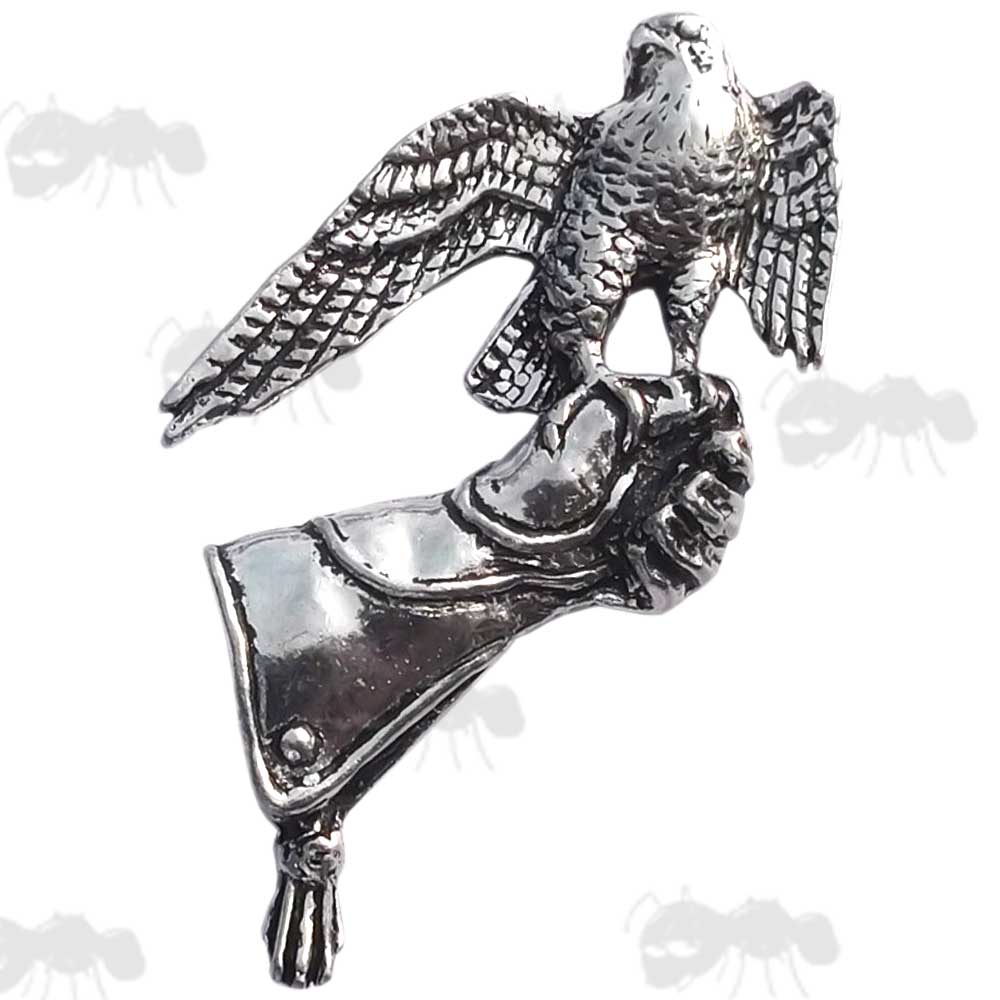 Falcon On Glove Pewter Badge