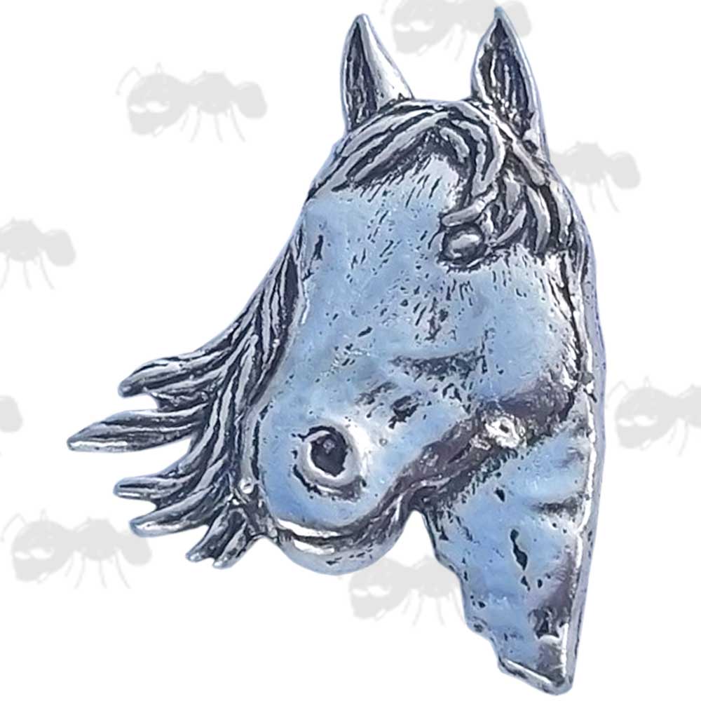 Horse's Head Pewter Pin Badge