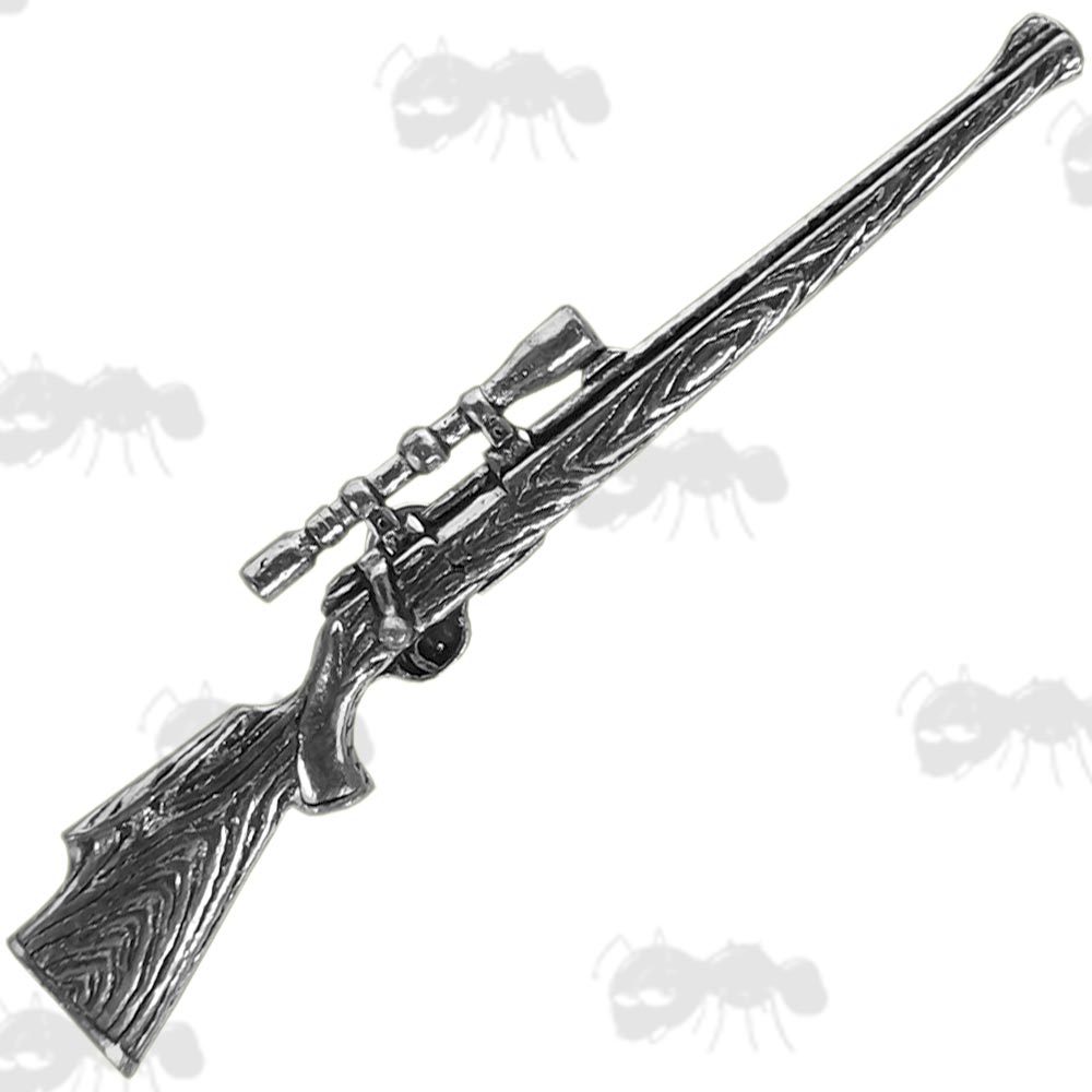 Rifle with Scope Pewter Pin Badge