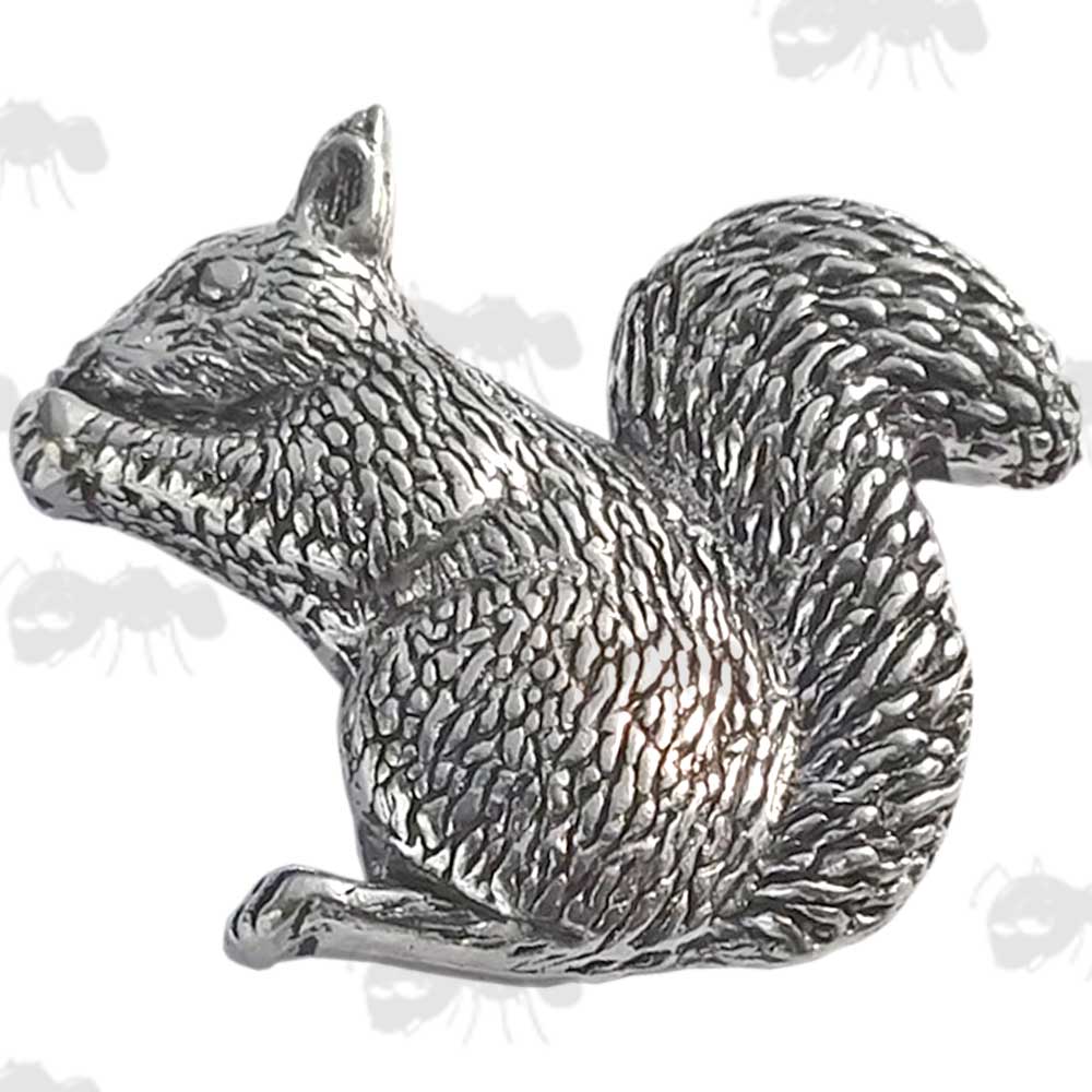 Sitting Squirrel Pewter Pin Badge