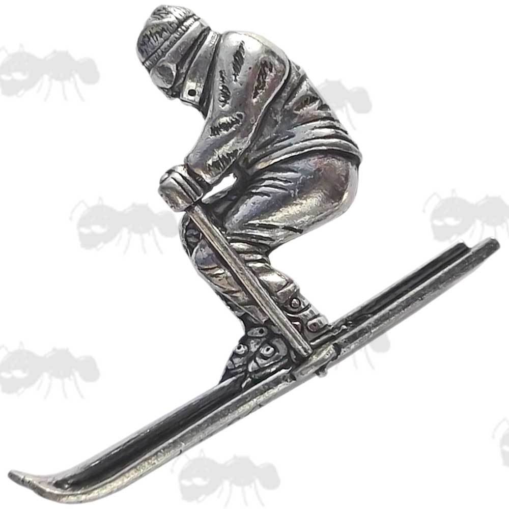 Skier Pewter Pin Badge