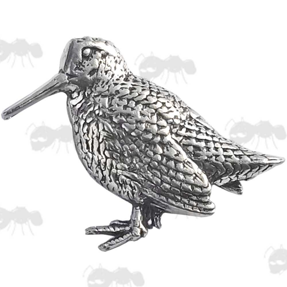 Standing Woodcock Pewter Pin Badge
