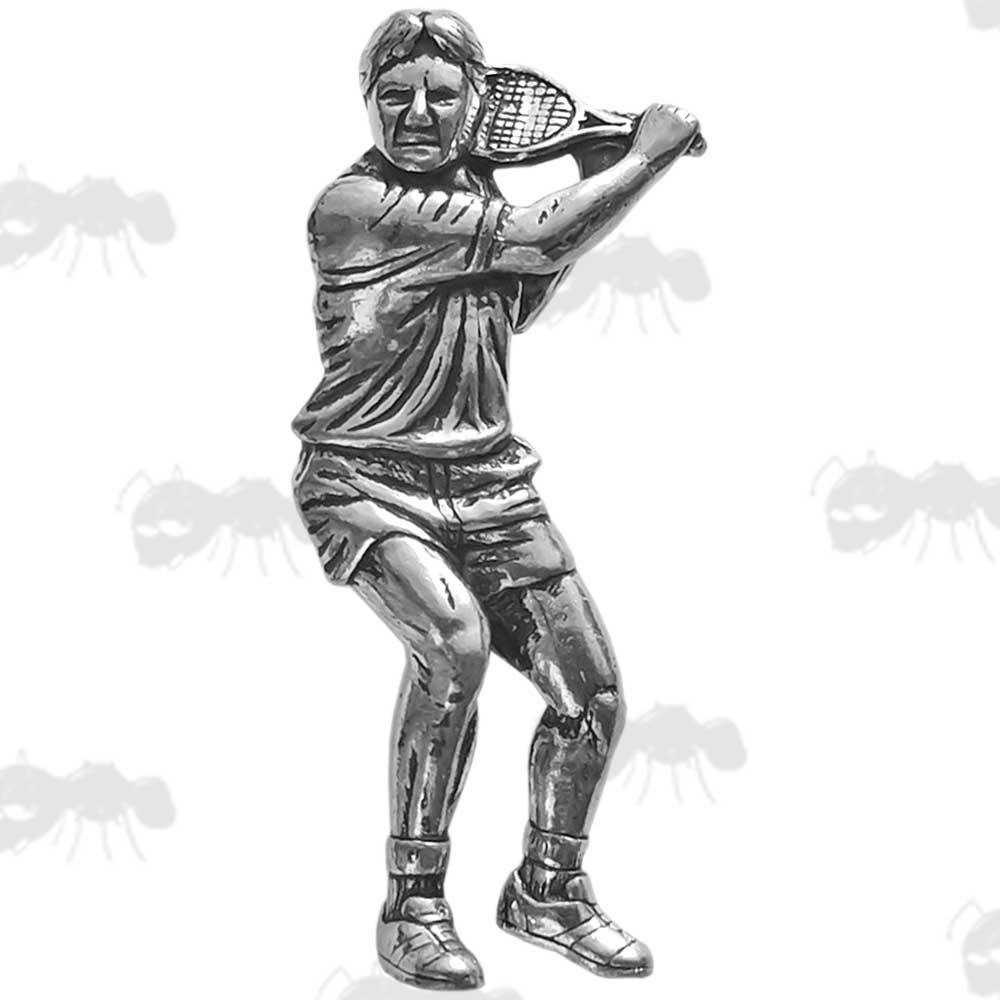 Tennis Player Pewter Pin Badge