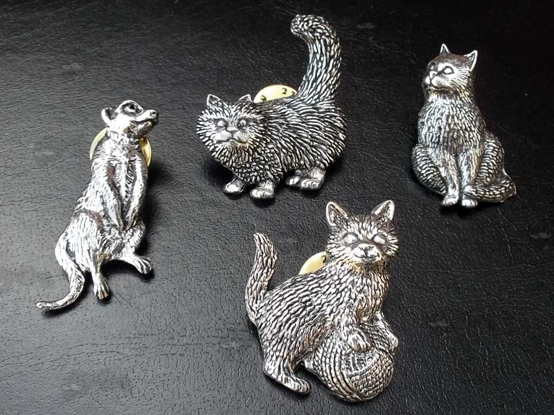 Range of Pewter Pin Cat Badges