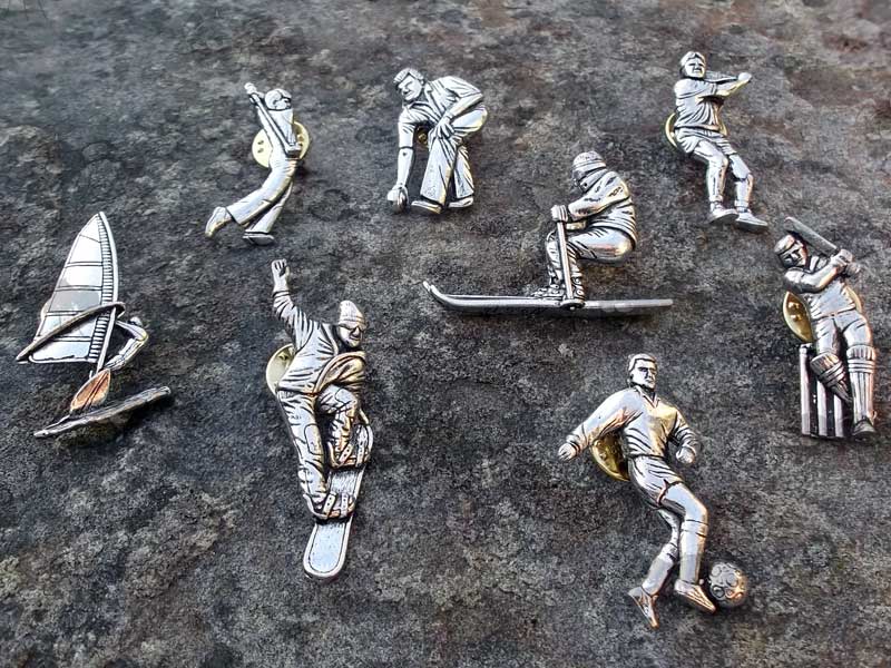 Range of Sports Players Pewter Pin Badges
