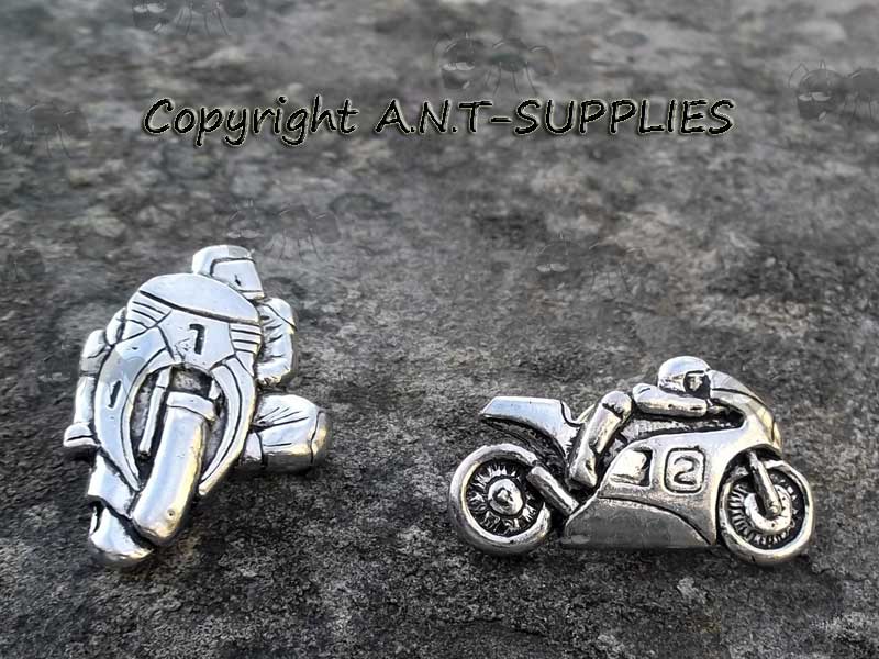 Two Motorcycle Pewter Pin Badges