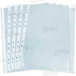 Five Polythene Clear Plastic Punched A4 Sized Folder Pockets