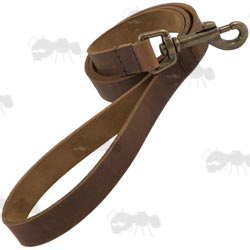 Ancol Latigo Leather Dog Lead In Chestnut Brown With Brass Ring and Buckle