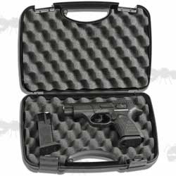 Open View of The AnTac Hard Plastic Pistol Carry Case with Egg Foam Padding