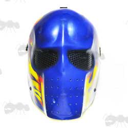 Army of Two Style Fibreglass Salem Airsoft Mask in Blue Gloss Finish with Flames