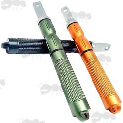 Three Mini Armoured Case Fire Flint and Striker In Green, Orange and Black
