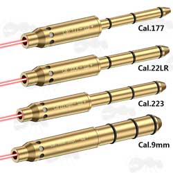 Brass .177, .22LR, .223 and 9mm Calibre Rifle Barrel Muzzle Fitting Laser BoreSighter