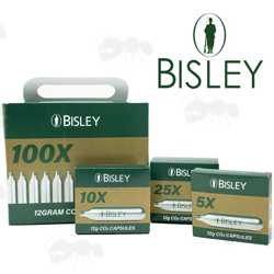 Bisley 12g Co2 Gas Capsules in Retail Box Packaging