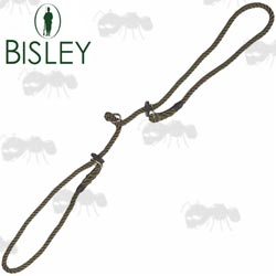 Bisley Green Rope Twin Dog Slip Collar Braces With Three Large Metal Rings and Two Black Rubber Stoppers