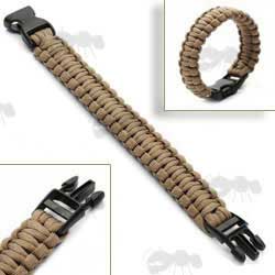 Brown Paracord Survival Bracelet with Quick Release Buckle